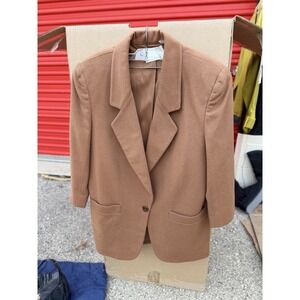 Vintage Dana Buchman Wool Blazer Size 8 Brown Jacket Made in USA Classic